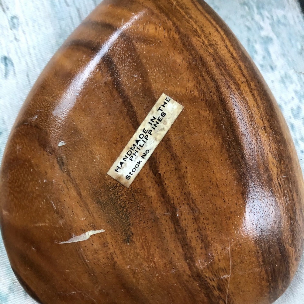 Vintage Teak wood candy serving dish spade brown heart neutral boho jungalow - Picture 3 of 3